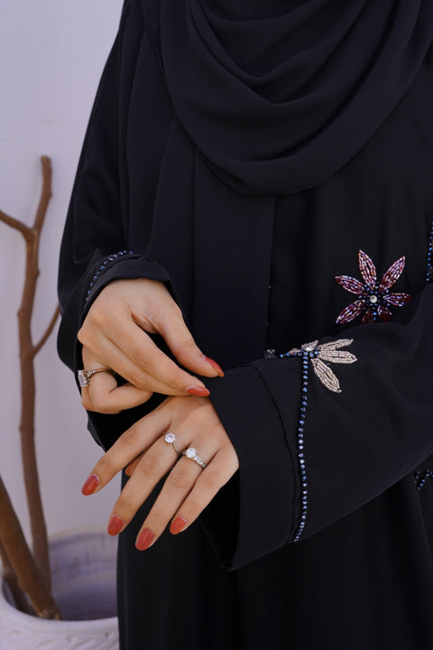 Hijab e Aasia Pure Hand Embroidery Abaya (THF-4024)
